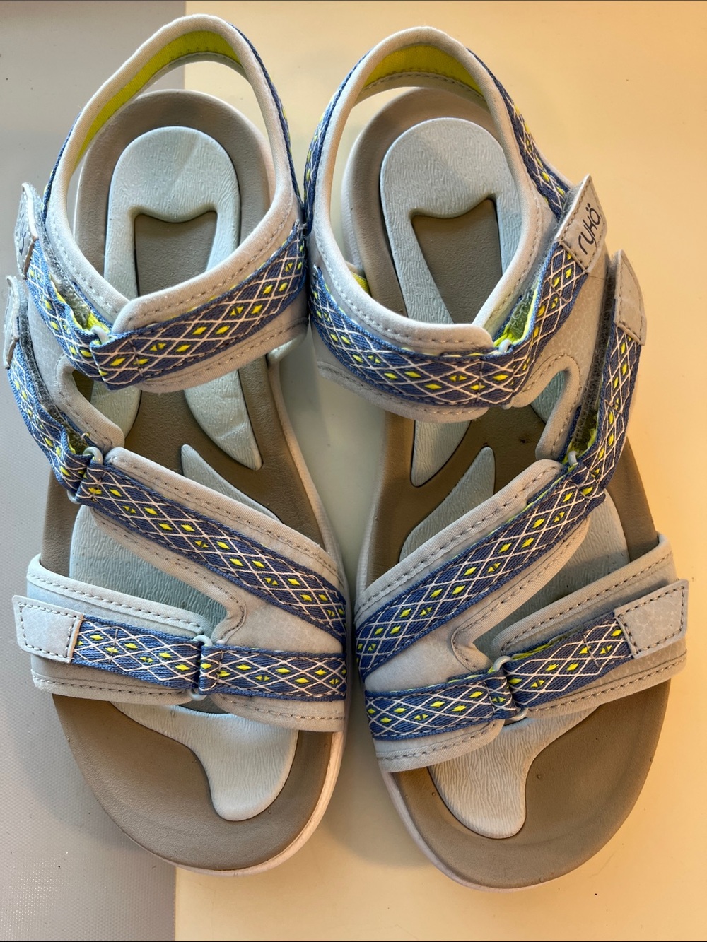 Ryka Ginger Light Blue and Gray Adjustable Sport Sandals